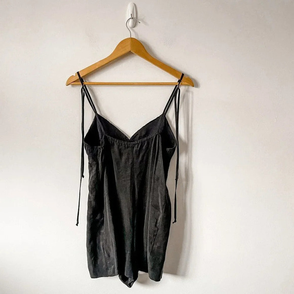 Zara Black Spaghetti Tie Strap Shorts Romper Jumpsuit Washed Blacked Size Medium - Picture 9 of 13